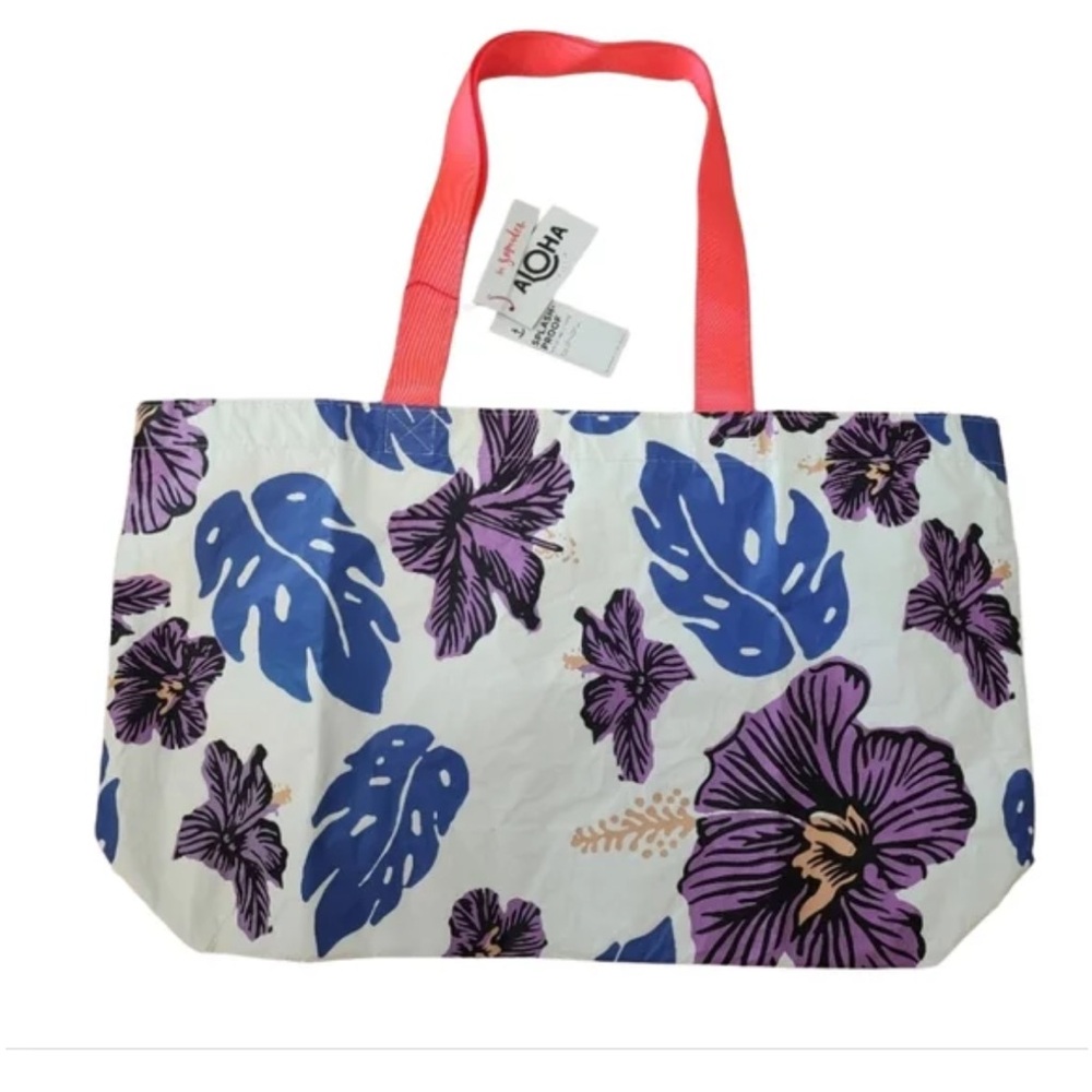Le Mu Samudra Pape'ete Hibiscus Floral Holo Holo Tote Bag Reversible